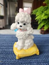 Vintage  Ceramic poodle wearing pink bow adorable  picture