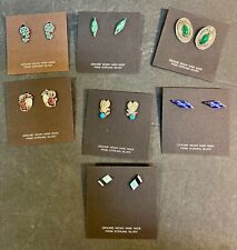 Lot of Seven - Vintage Native American Sterling Silver Pierced Earrings and Clip picture