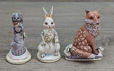 Jim Shore White Woodland Mini Animals 3 Piece Set Fox Rabbit Squirrel 6001414 picture