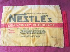 Rare NESTLE'S Chocolate Toll House Morsels Ad Cloth Sack ? Vintage Pillow case ? picture