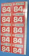 matched pair 1984 Virginia license plate date stickers never used picture