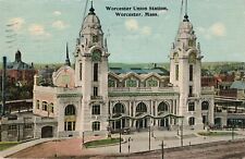 Worcester Union Station Train RR Depot MA Postcard B46 picture