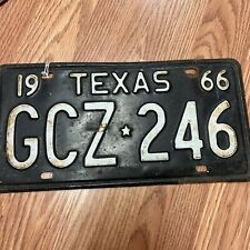 Vintage 1966 Texas License Plate GCZ * 246 Black 60’s Lonestar Metal picture