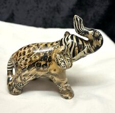 La Vie Elephant Glazed Porcelain Figurine Safari Patchwork Leopard Face Ear  EUC picture