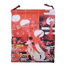 Komendo Fox Drawstring Bag Kinchaku For Face Mask fox ＆ camellia Japanese style picture