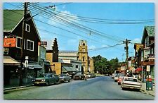 Highland New York NY 1960's Main Business Section Old Cars Vtg Chrome Postcard picture