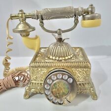VINTAGE 1970's ROTARY PHONE FANCY FRENCH HOLLYWOOD REGENCY PARIS TESTED picture