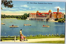 Vintage Postcard Boat House, Humbolt Park, Chicago picture