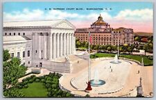 US Supreme Court Building Washington DC Government American Flags UNP Postcard picture