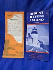 Mount Desert Island Maine 1955 passport booklet + 1950 Map Rare - lot of 2 picture