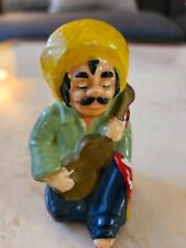 ONE Vintage Mid Century Man Playing Guitar With Sombrero Salt Or Pepper Shaker picture