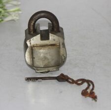 1930'S OLD BRASS UNIQUE SHAPE HANDCRAFTED PAD LOCK, NICE PATINA-5010 picture