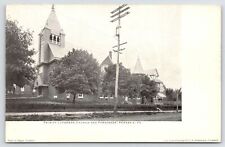 Perkasie PA Power Pole~Tree-Lined W Chestnut~Lutheran Church & Parsonage c1910 picture