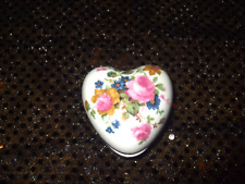 Vintage Porcelain Royal Windsor Trinket Box Heart Shaped Flowers Bone China picture