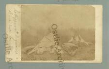 Minnesota CDV c1862 CHIPPEWA INDIAN CAMP Tepee BIRCH BARK CANOE Ojibway UPTON picture