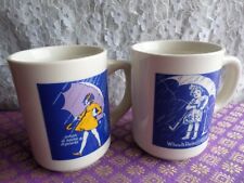 2 Morton's Salt collectible coffee mugs 1914 & 1968 vintage advertising kitchen picture