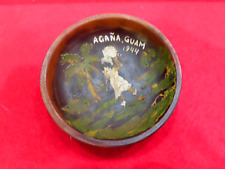 VERY RARE WWII 1944 Souvenir Wooden Bowl from Agana Guam L4.24 picture