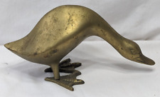 Vintage Large Duck or Goose Brass Statue 8