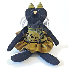 Woof & Poof anthropomorphic Halloween collectible cat doll fancy black velvet picture