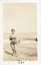 A DAY AT THE BEACH Vintage ANTIQUE FOUND PHOTO Original BLACK AND WHITE 312 46 V picture