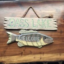 Wooden Wall Decor Fish- BASS LAKE - WELCOME picture