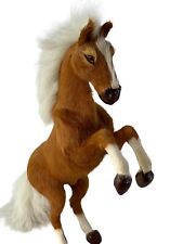 Vtg Rearing Horse Figure Made With Real Natural Fur/Hair 13” Tall Life Like picture
