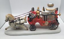 Lemax Village Collection Porcelain Off To The Fire Pumper Firetruck Horses 1996 picture
