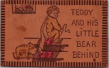 Vintage 1907 LEATHER Comic Greetings Postcard 