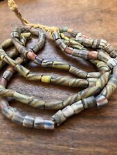 Double Strand 20in Each MAGNIFICENT OLD African SAND CAST MIXED STRIPED BEADS picture
