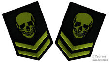 LOT 2 SKULL PATCH iron-on EMBROIDERED MILITARY SKELETON GREEN BLACK VERSION picture