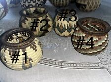 Vintage handmade African woven baskets, Natural Grass tightly coiled 3