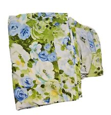 Vtg Cannon Royal Family Percale Full Sheet Set Blue Yellow Floral Flat Fitted picture