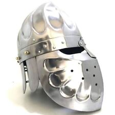 Medieval Steel Helmet Vintage Armor Knight Face Cover Helmet Handmade picture