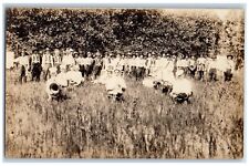 Blue Oklahoma OK Postcard RPPC Photo Marching Band Gar Civil War Parade c1910's picture