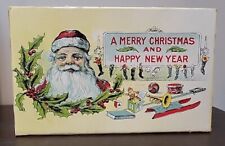 Ca. 1910s Santa Claus Christmas Hanging Candy Box Antique Victorian Litho picture