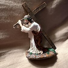 What A Beautuful Figurine With Jesus Christ Carrying His Cross To Be Crucified  picture