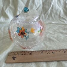 Floral TeaLight Holder , Hand-painted , Crackle Glass . Beautiful With Cover picture
