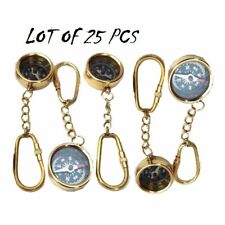 VINTAGE NAUTICAL COMPASS STYLE BRASS LOT OF 25 PIECES  POCKET COMPASS KEY CHAIN picture