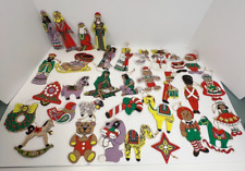 33pcs Vintage Set of Handpainted Wooden Christmas Ornaments Reversible MultiColo picture