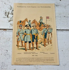 Antique German Illustration of Confederate Soldiers Uniforms Vtg Old Military picture