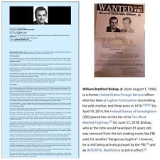 FBI WANTED POSTER. William Bradford Bishop, Jr. Slaying Of His Family. At Large. picture