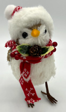 Christmas Decoration Winter Fabric and Wood Bird Whimsical 7