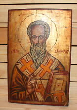 Vintage hand painted Orthodox icon Saint Clement picture