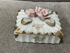 Vintage Japanese Chase Hand Painted Ceramic Box Flowers on Top & Ashtray Inside picture