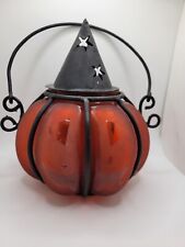 Vintage Metal And Glass Jack-O-Lantern Frosted High Quality picture