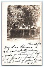 1907 View Of Old House Trees In Front Elyria Ohio OH RPPC Photo Antique Postcard picture