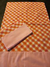 Vintage St. Mary’s Pink & Orange Checkered Set Of 2 Pillowcases Muslin 30x20  picture