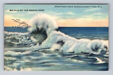 Narragansett Pier RI-Rhode Island, Sea Gulls Dip Waters, Vintage c1939 Postcard picture