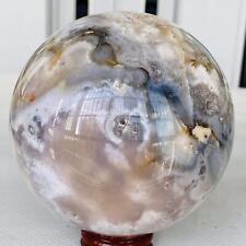 1360g Natural Cherry Blossom Agate Sphere Quartz Crystal Ball Healing  picture