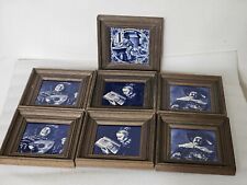 Hand Painted 6x6 Tiles Delft Blue, 9x9 Framed, Vintage, Made in Holland $10 EACH picture